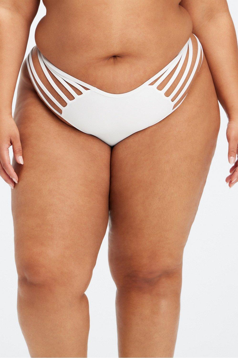 Fabletics High-Waisted Strappy Bikini Bottom Womens white plus Size 4X Product Image