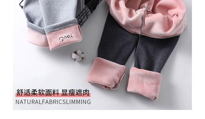 Maternity High Waist Letter Embroidered Fleece Cropped Leggings Product Image