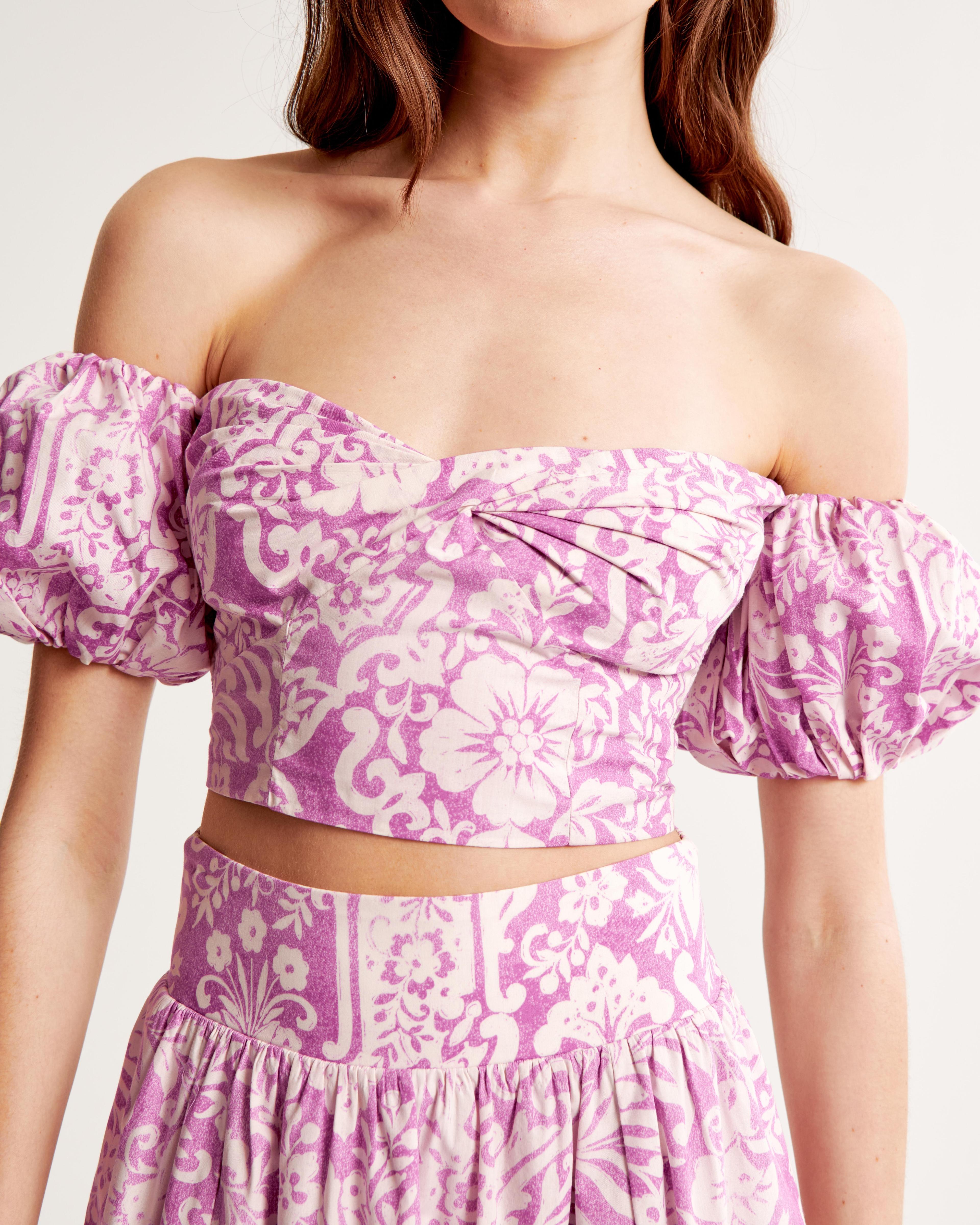 Poplin Off-The-Shoulder Set Top Product Image