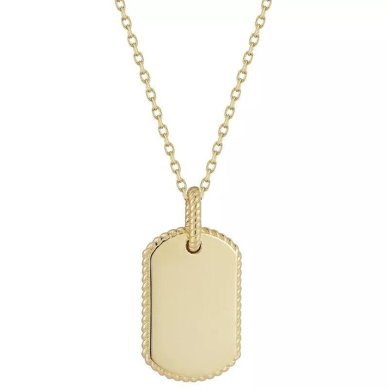 LUMINOR GOLD 14k Gold Tag Twist Border Pendant Necklace, Womens Product Image