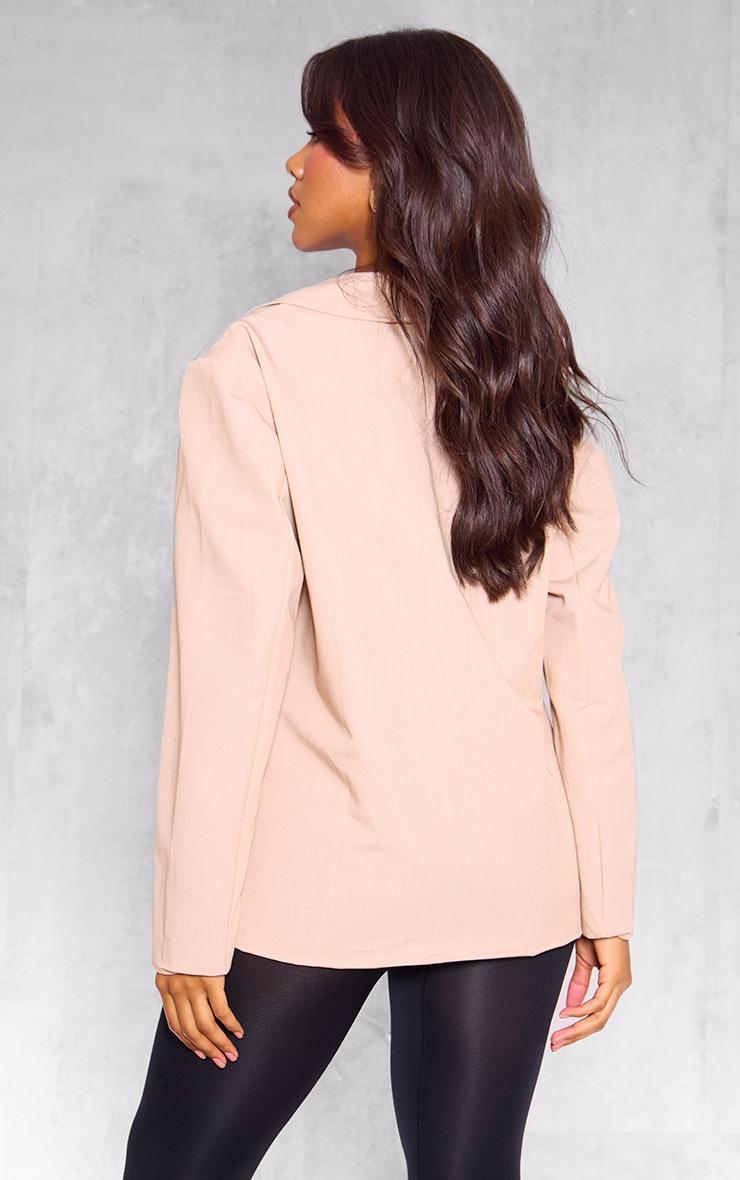 Beige Double Breasted Oversized Longline Blazer Product Image