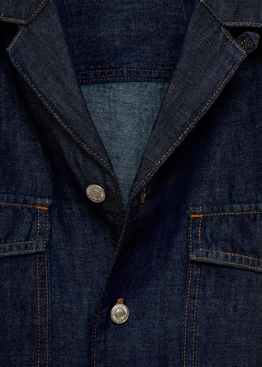 MANGO MAN - Cotton linen denim shirt open blueMen Product Image