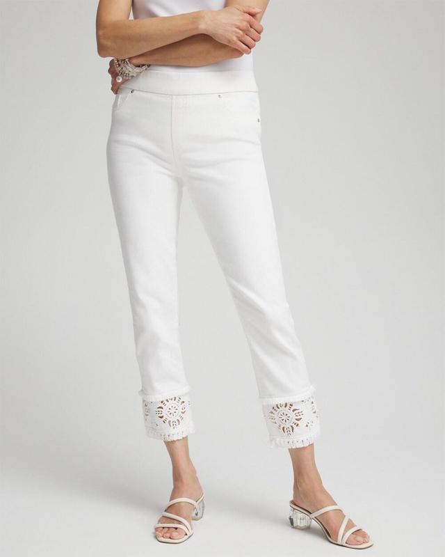 Women's No Stain Embellished Pull-on Cropped Jeans Product Image