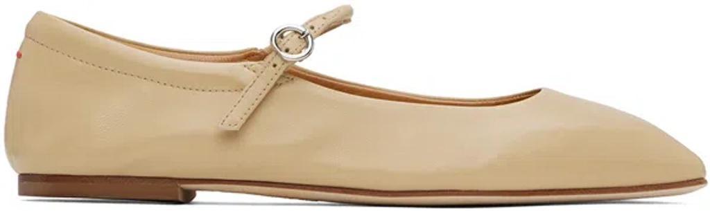 Uma Metallic Mary Jane Ballerina Flats In Beige Product Image