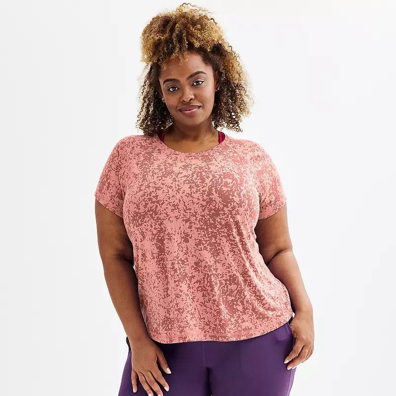 Plus Size Tek Gear Core Raglan Tee, Womens Pink Burnout Product Image