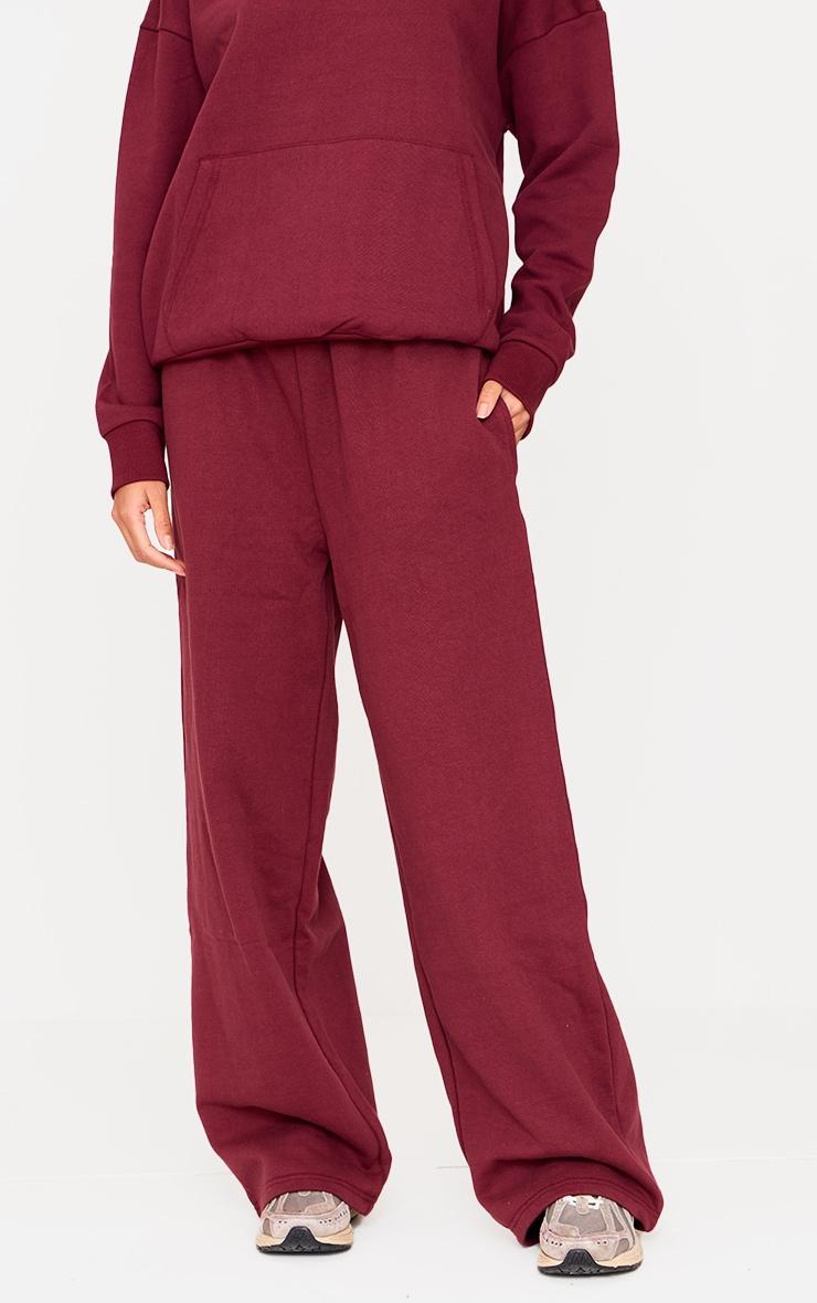 Burgundy Premium Thin Waistband Straight Leg Sweatpants Product Image