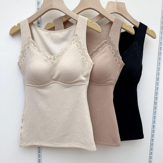 Plain Lace Trim Padded Tank Top Product Image