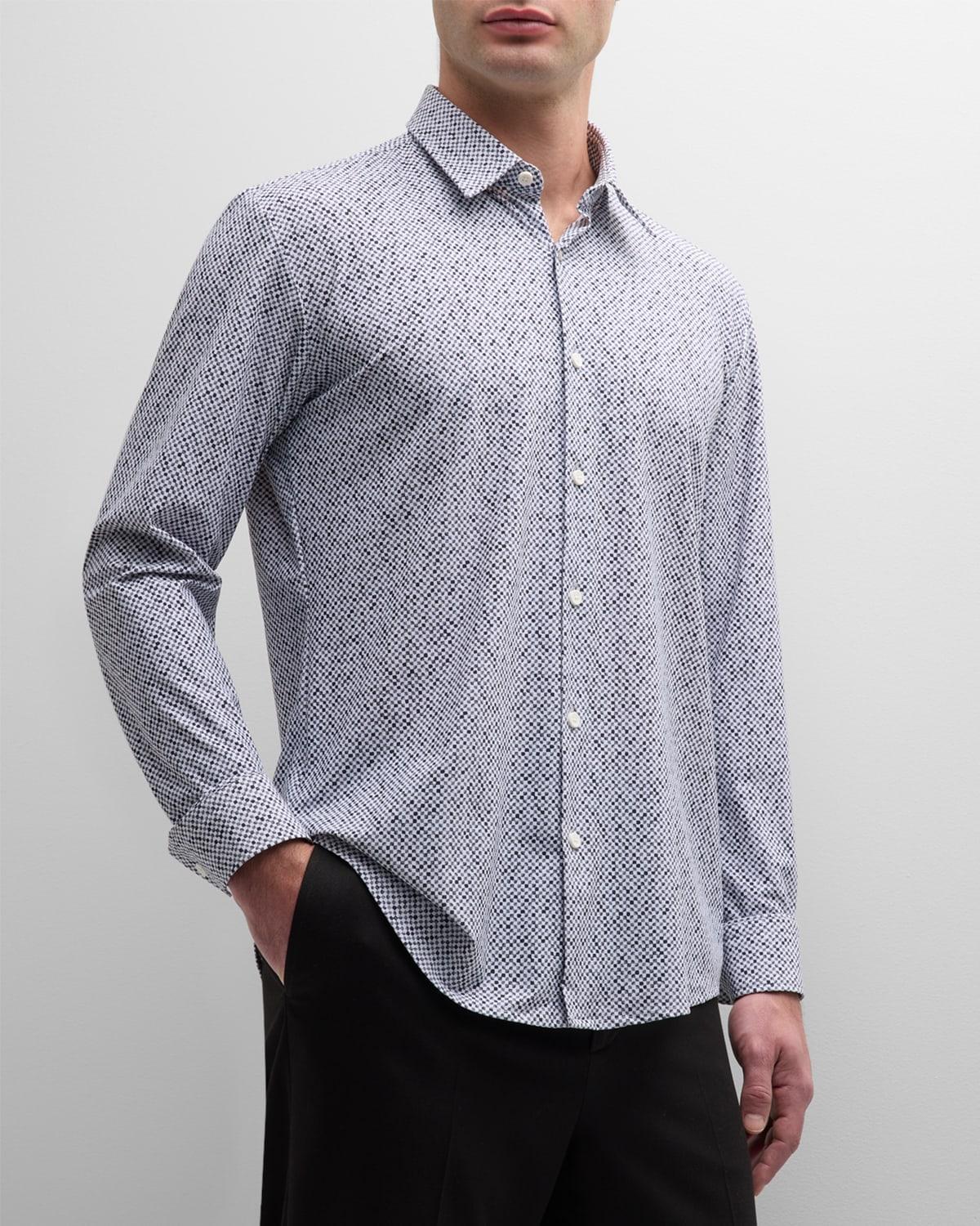 Mens Micro-Printed Woven Stretch Sport Shirt Product Image