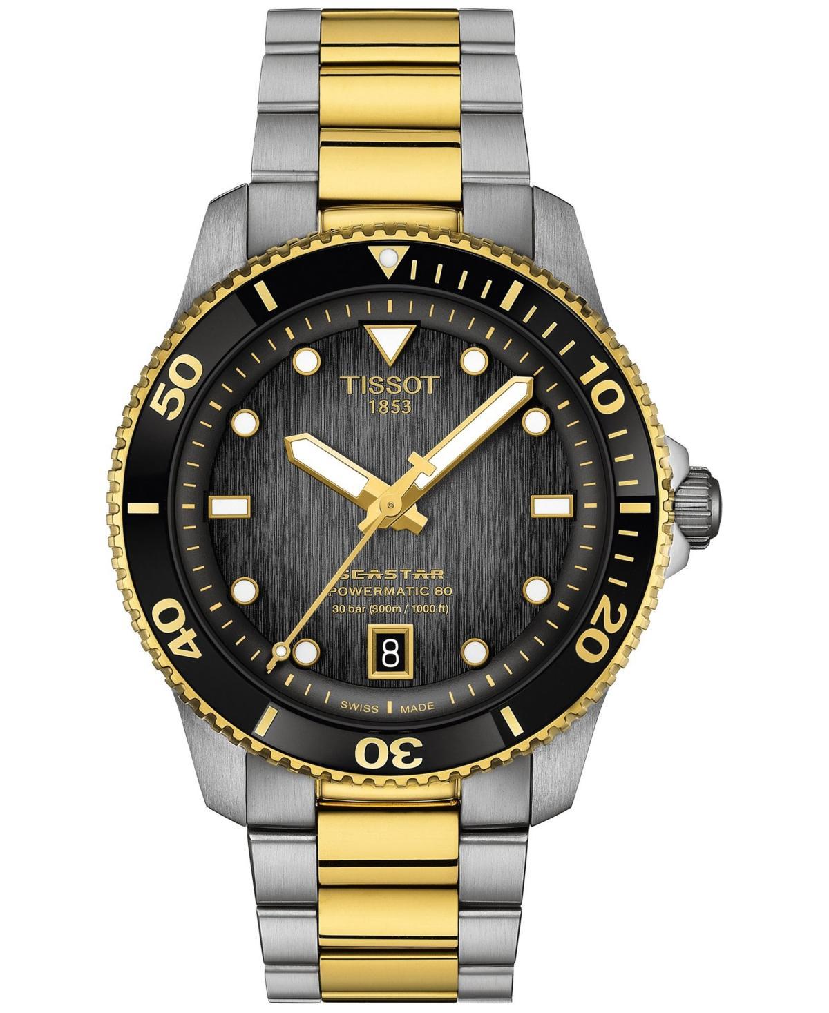 Tissot Mens Swiss Automatic Seastar 1000 Powermatic 80 Two-Tone Stainless Steel Bracelet Watch 40mm Product Image