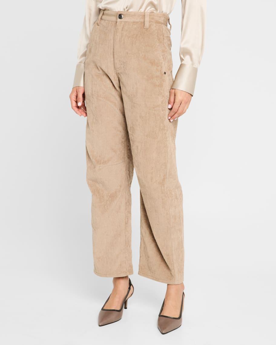 Mid-Rise Corduroy Straight-Leg Pants Product Image