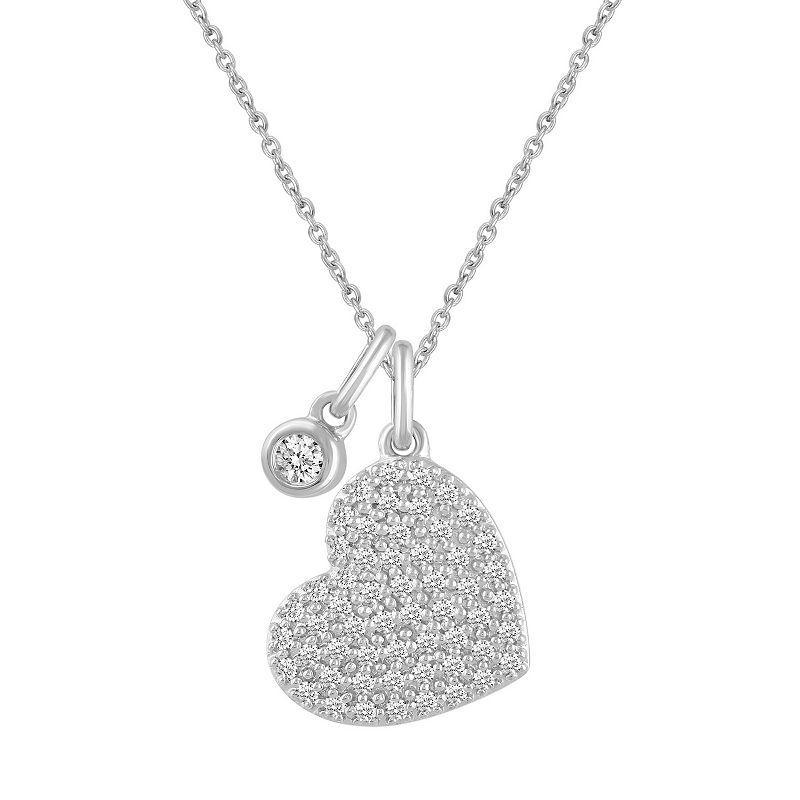 Royal Aura Sterling Silver 1/3 Carat T.W. Diamond Heart Pendant Necklace, Womens Product Image