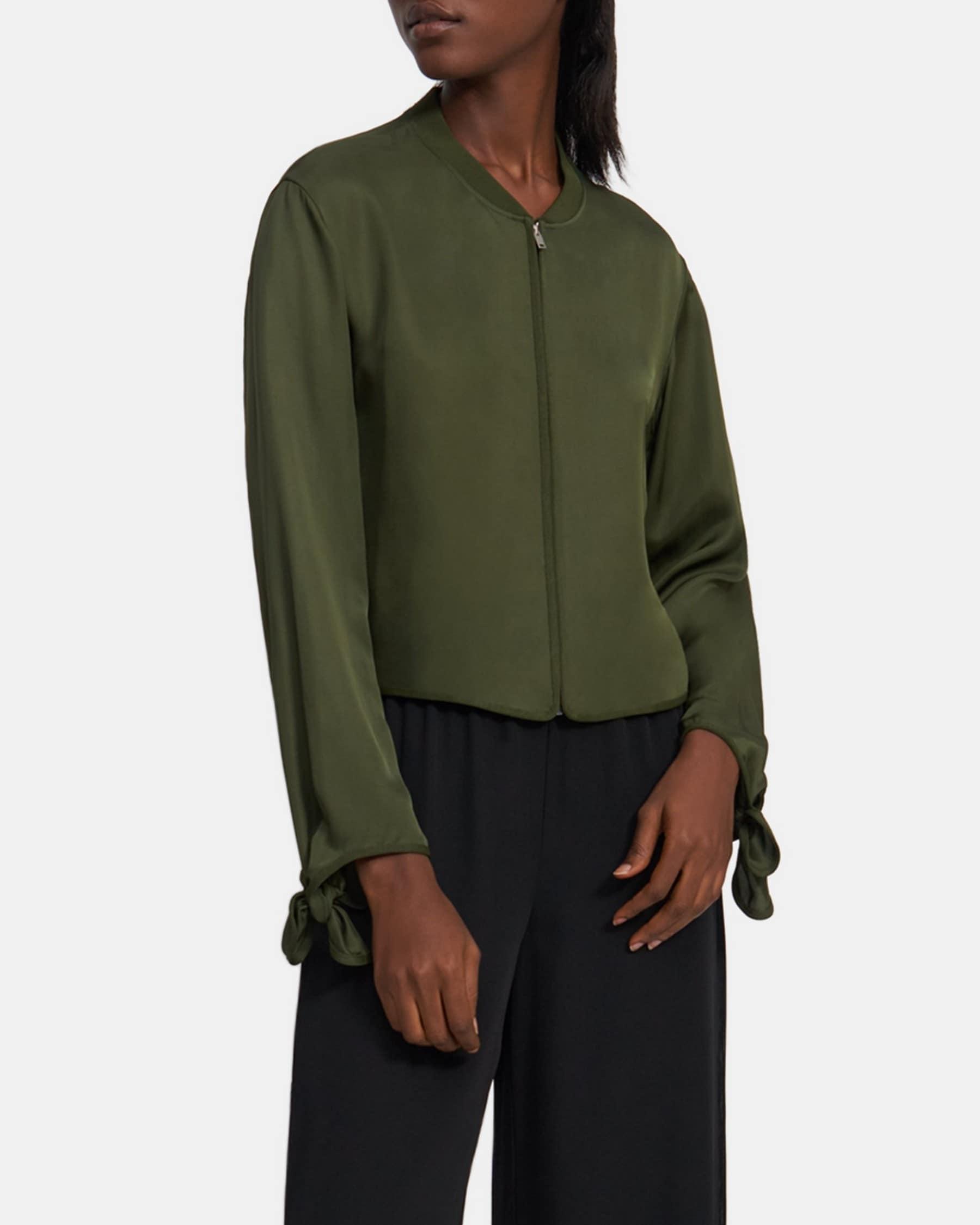 Tied-Sleeve Bomber Jacket in Viscose Twill product image