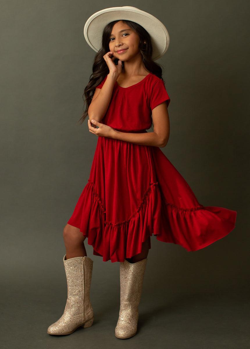 Adrianna Dress in Crimson Product Image