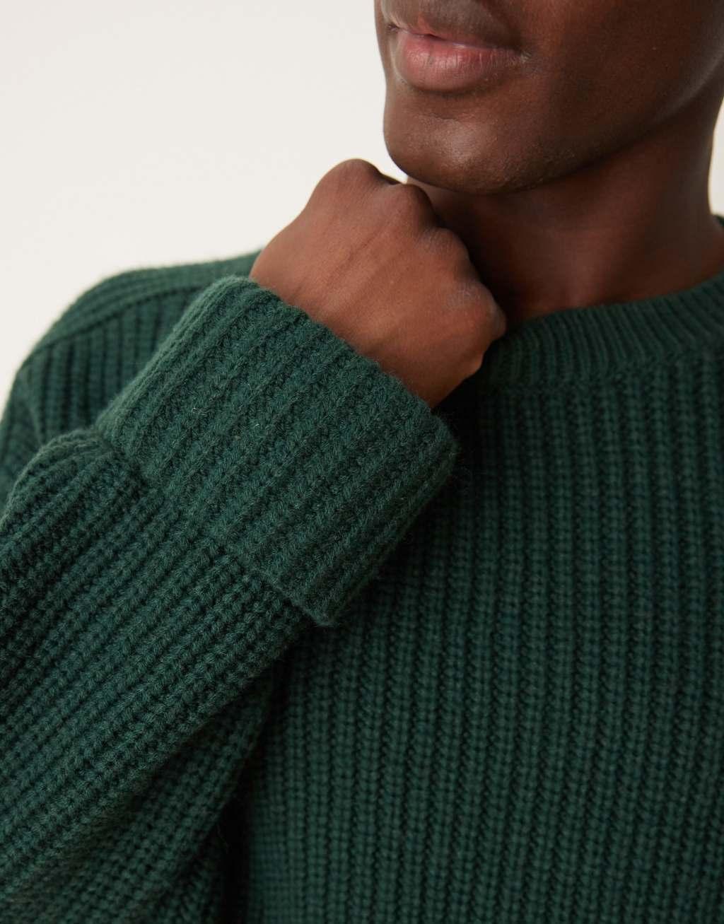 ASOS DESIGN oversized wool mix heavyweight rib sweater in dark green Product Image