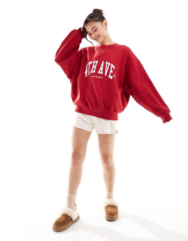 4th & Reckless Avenue lounge sweatshirt in cherry red Product Image