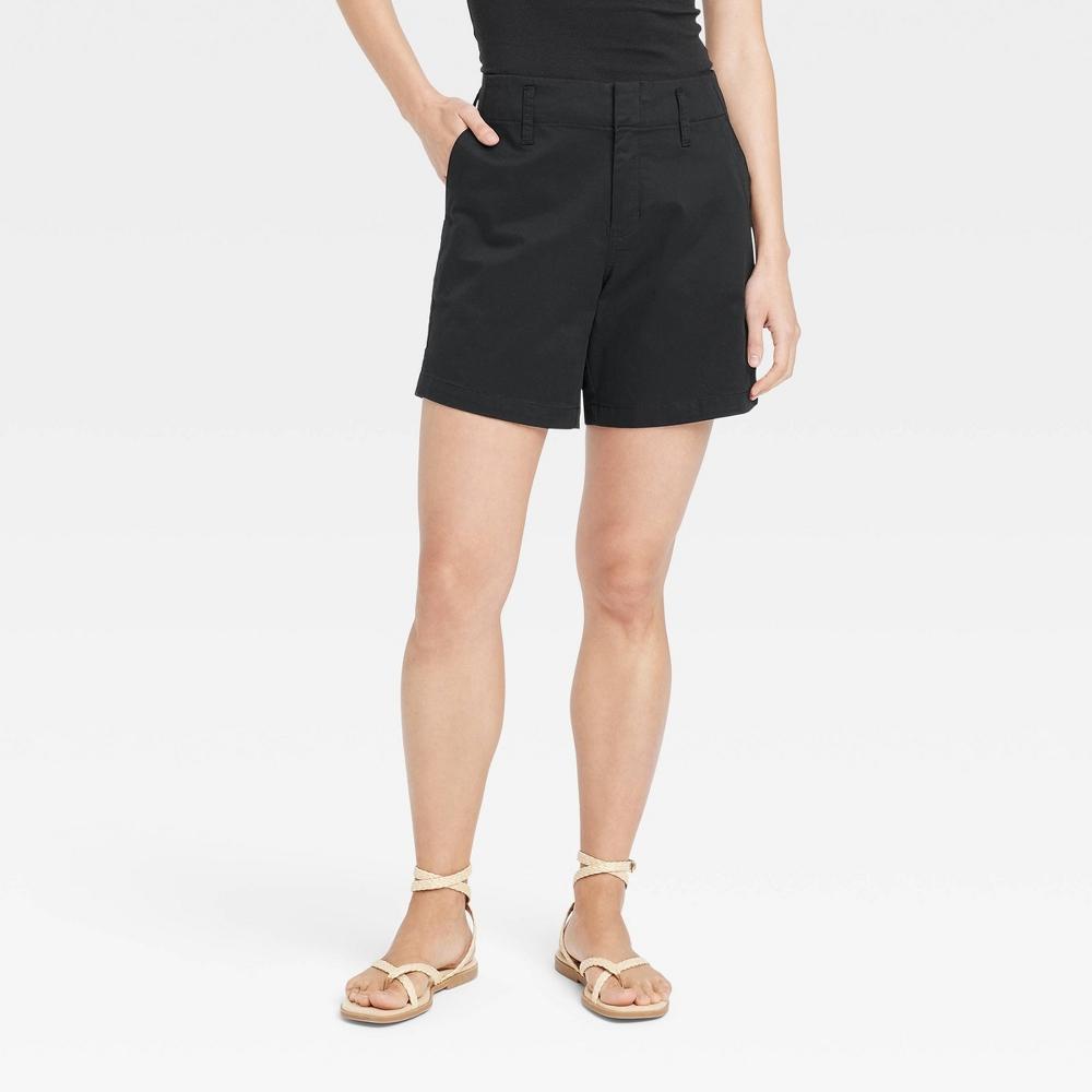 Womens High-Rise Tailored Everyday Shorts - A New Day Black 10 Product Image