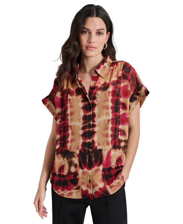 Dkny Womens Printed Short-Sleeve Shirt Product Image