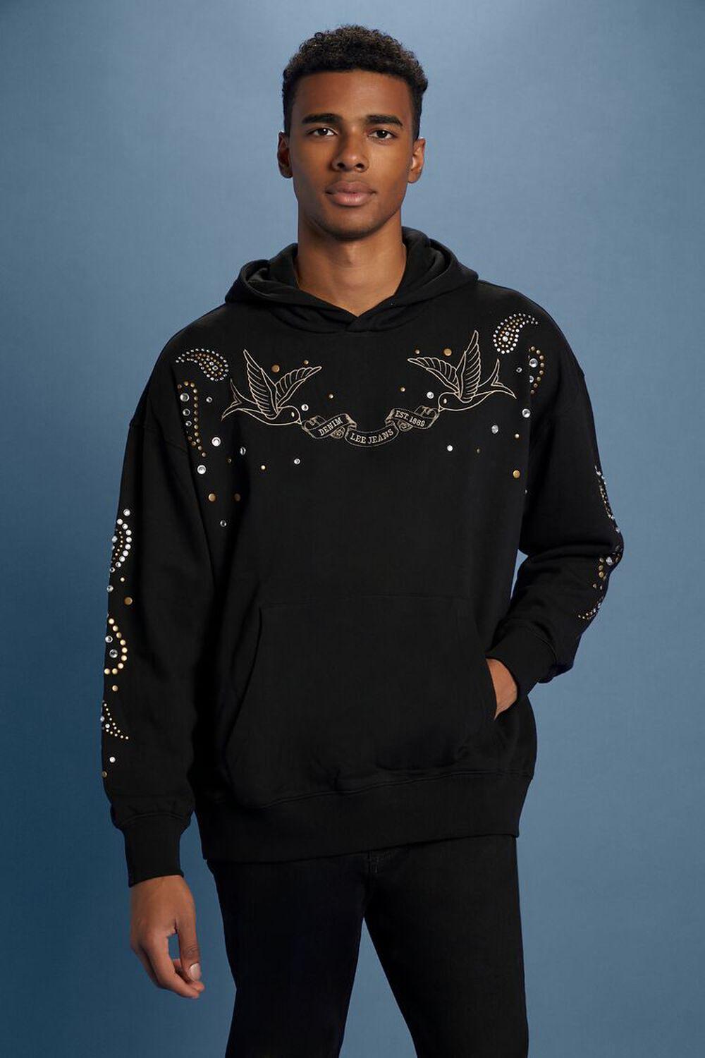 Lee Embroidered Rhinestone Hoodie | Forever 21 Product Image