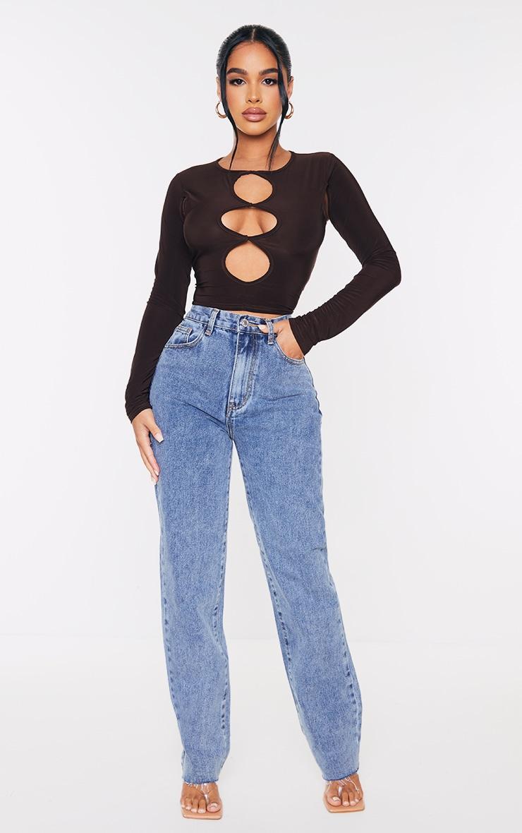 PRETTYLITTLETHING Petite Vintage Wash Long Leg Straight Jeans product image