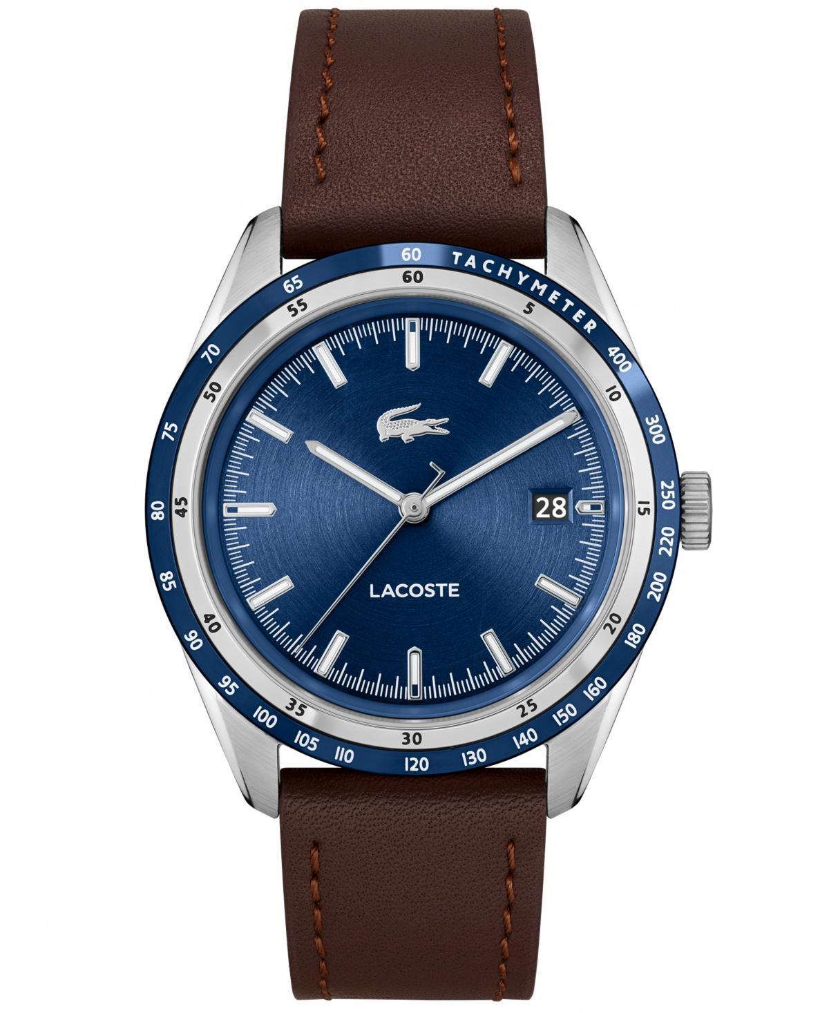 Lacoste Mens Everett Quartz Analog Brown Leather Strap Watch Product Image