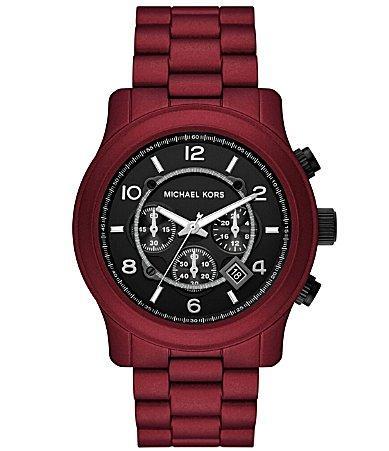 Michael Kors Mens Runway Chronograph Black Stainless Steel Bracelet Watch Product Image