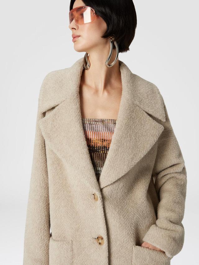 Long coat in alpaca blend Beige | Missoni Product Image