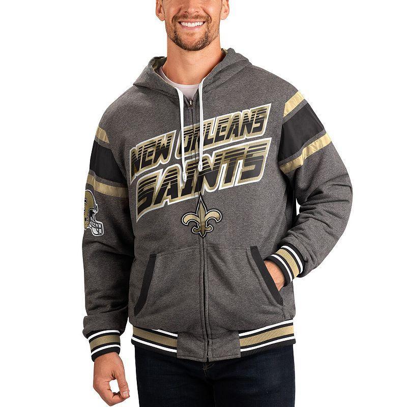 Mens G-III Sports by Carl Banks /Gray New Orleans Saints Extreme Full Back Reversible Hoodie Full-Zip Jacket Product Image