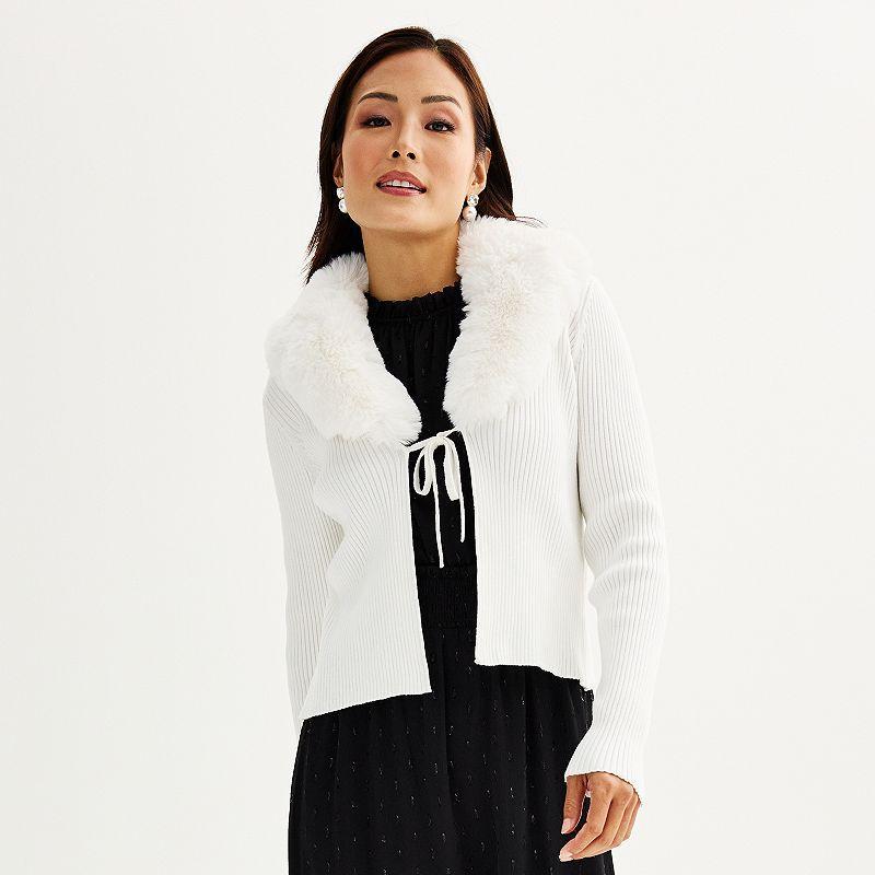 Womens DRAPER JAMES RSVP Tie Front Cardigan White Product Image