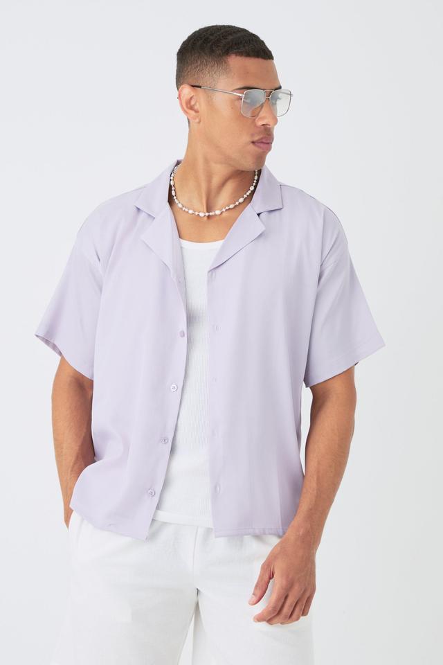 Short Sleeve Boxy Satin Look Shirt | boohooMAN USA Product Image