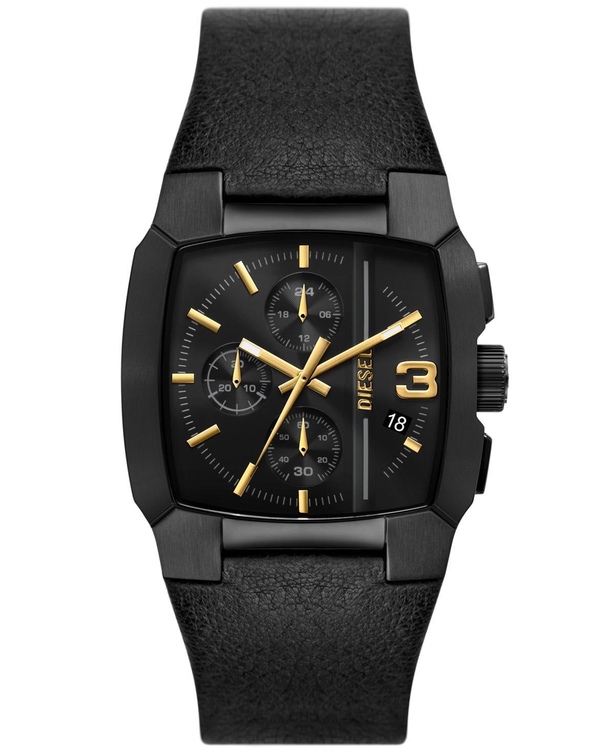 Diesel Mens Cliffhanger Chronograph Black Leather Watch 40mm Product Image