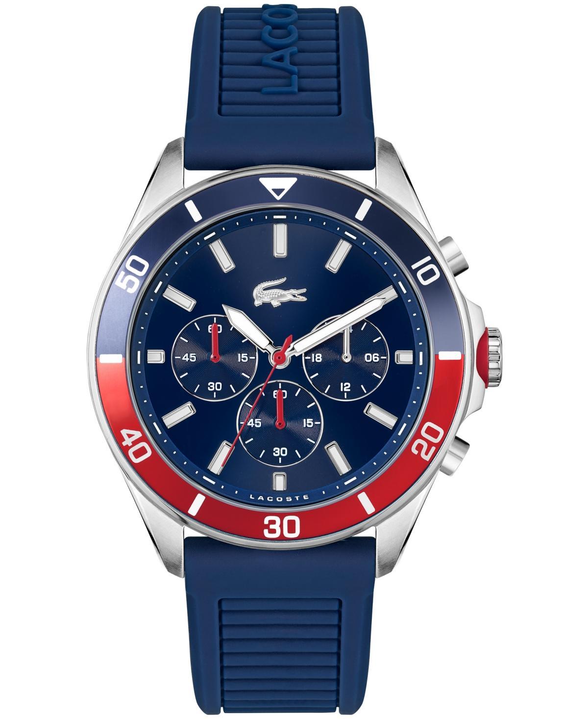 Lacoste Tiebreaker Silicone Strap Chronograph Watch, 44mm in Blue at Nordstrom Product Image