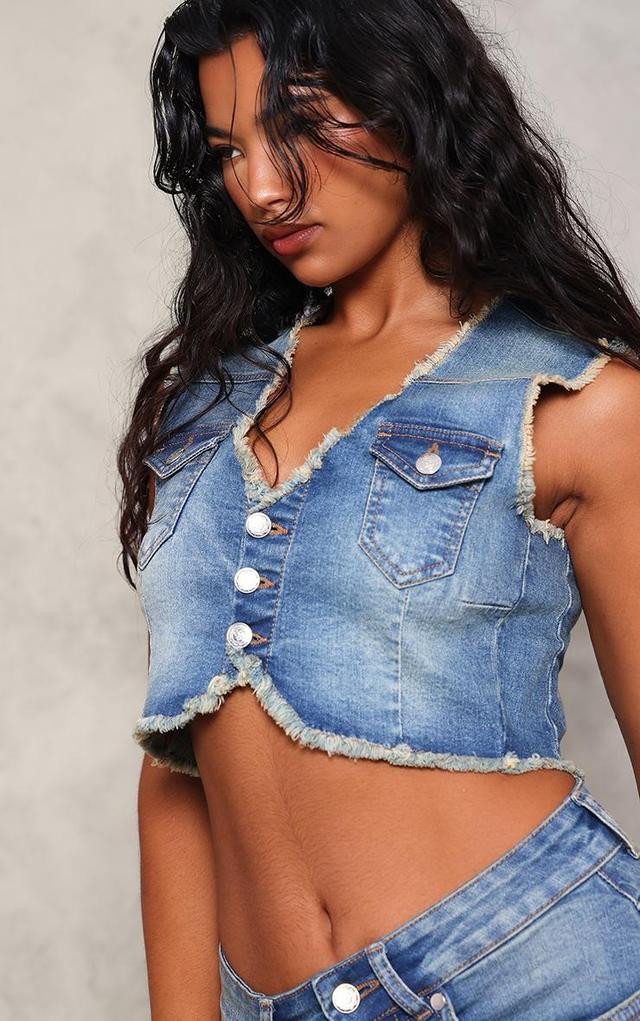 Vintage Raw Edge Denim Vest Product Image