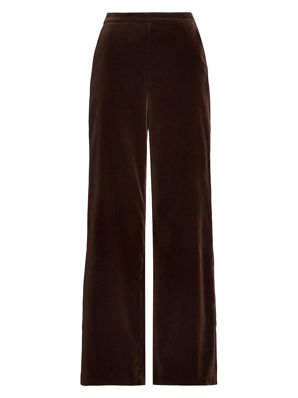 Womens Stretch-Cotton Velvet Wide-Leg Pants Product Image