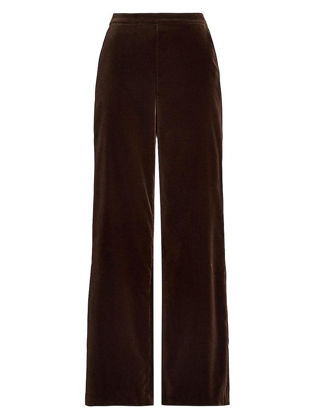 Womens Stretch-Cotton Velvet Wide-Leg Pants Product Image