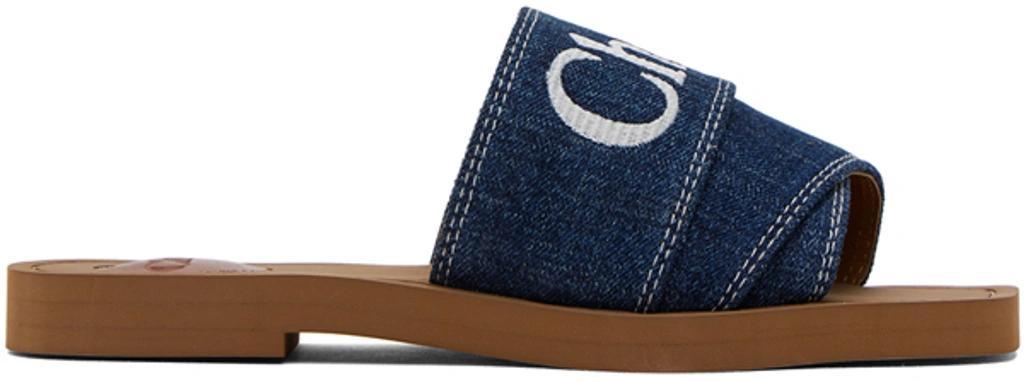 CHLOÉ Woody Flat Mule In Blue Product Image