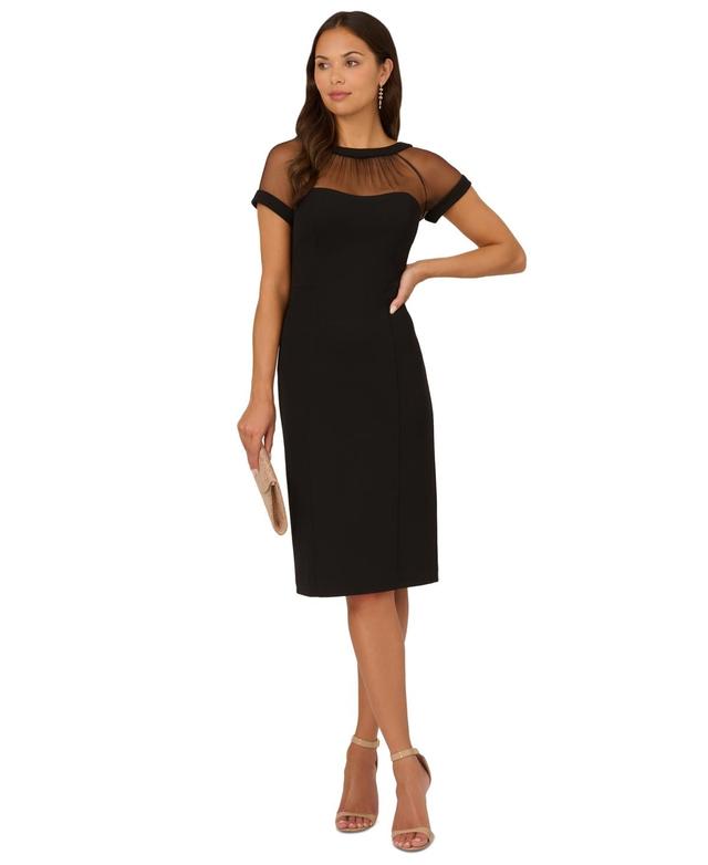 Adrianna Papell Womens Illusion-Neck Sheath Dress Product Image