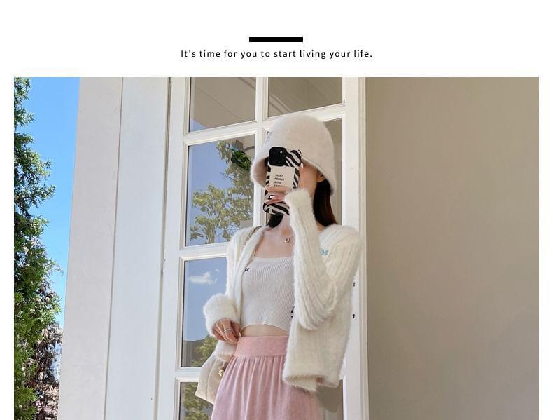 High Waist Plain Knit Maxi A-Line Skirt Product Image