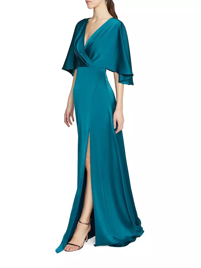 Womens Waverly Satin Flutter-Sleeve Gown Product Image