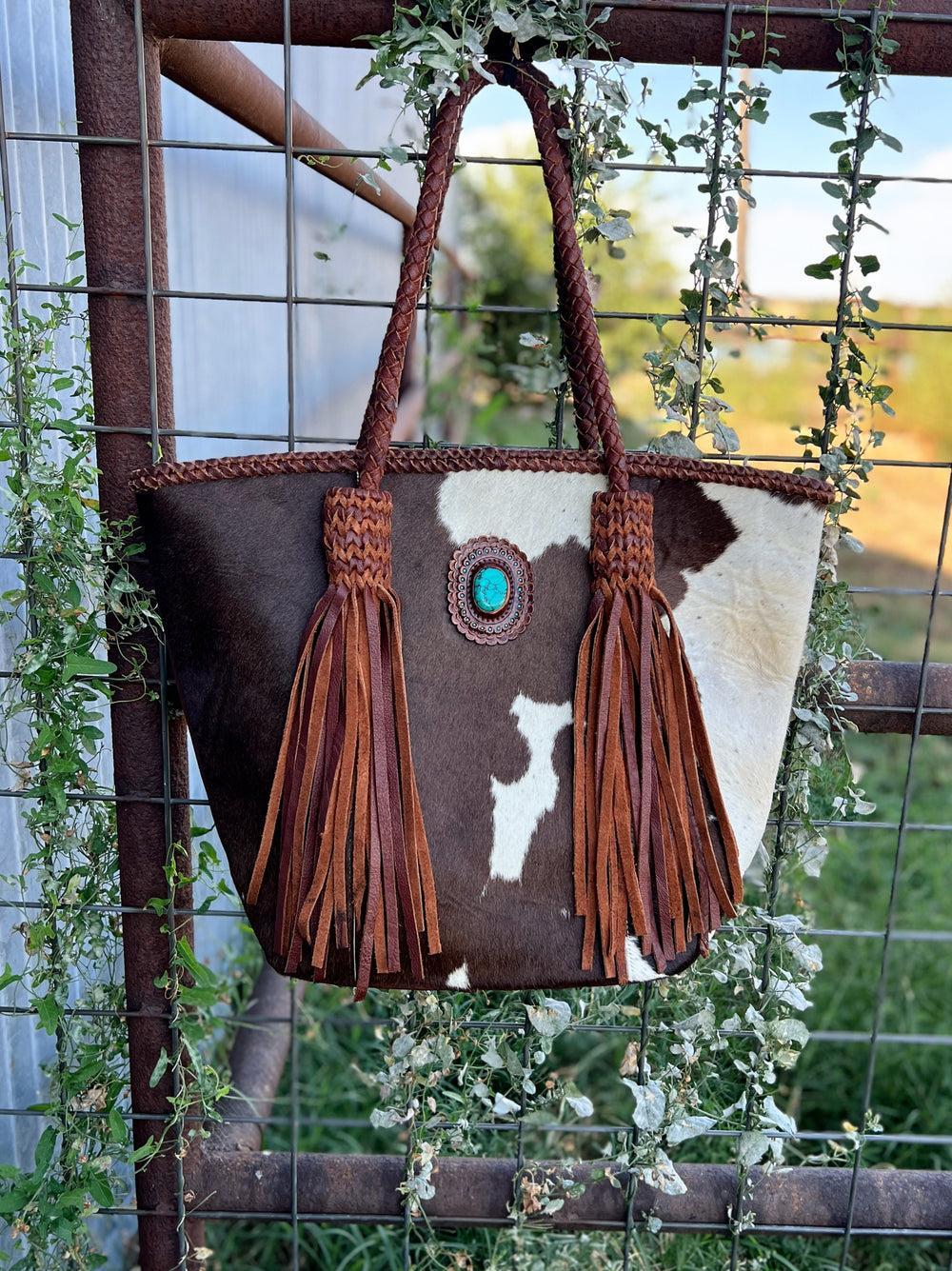 Darling Luxurious Braided Leather And Turquoise Hand Bag Product Image