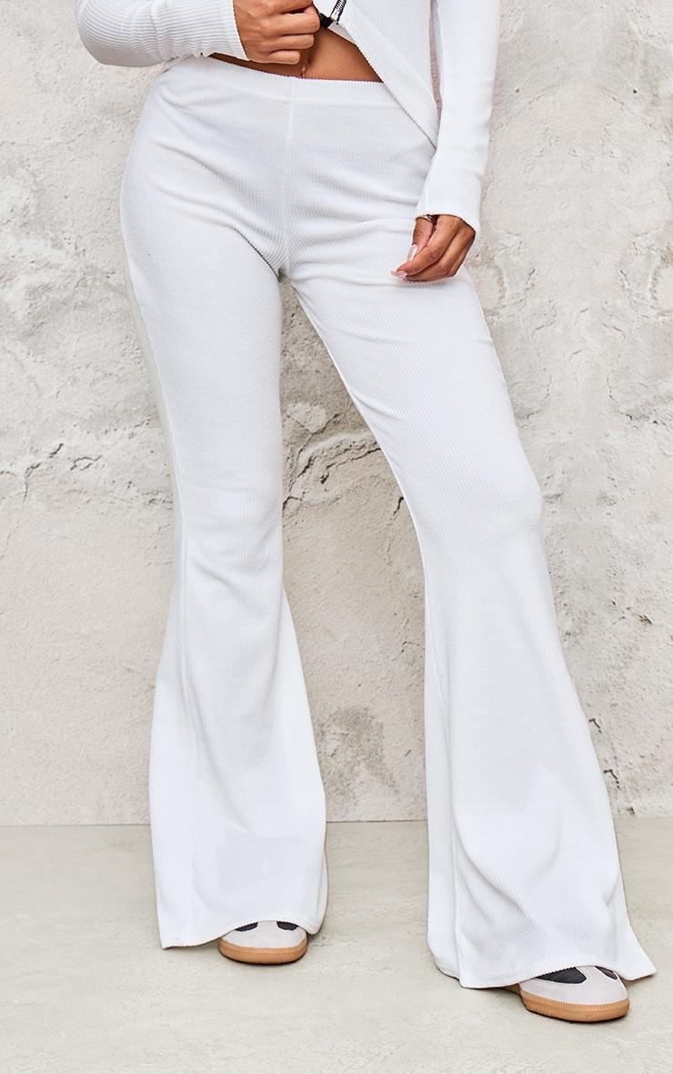 White Rib High Waist Flares Product Image