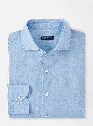 Peter Millar Mens Veneto Linen Sport Shirt | Color: Blue Frost | Size: S Product Image