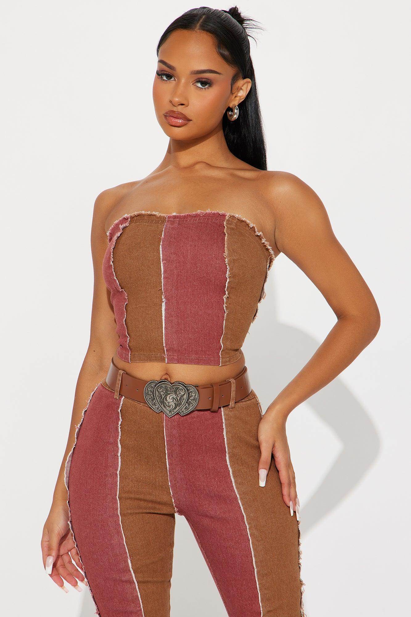 Lala Western Pant Set - Brown/combo Product Image