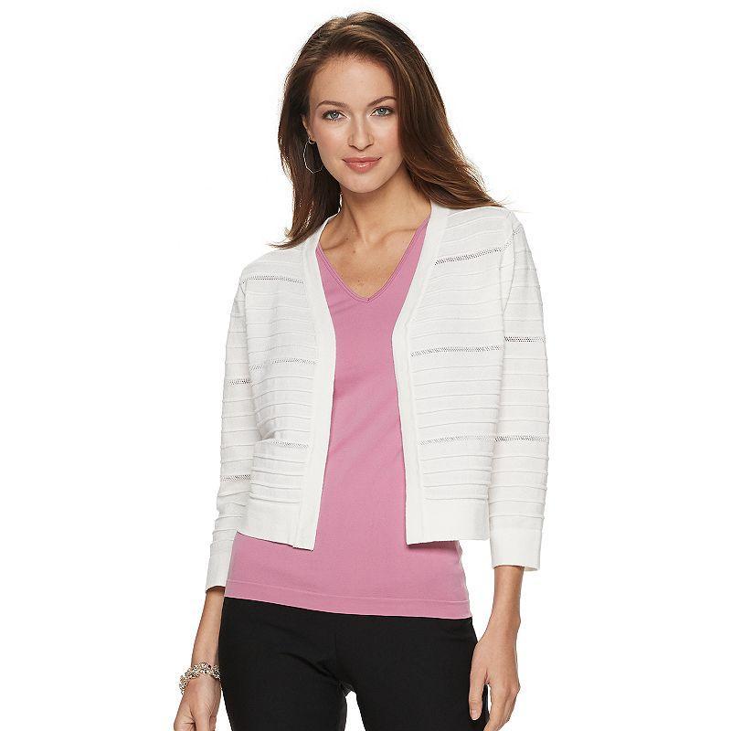 Womens Nina Leonard Open-Weave Knit Bolero Product Image