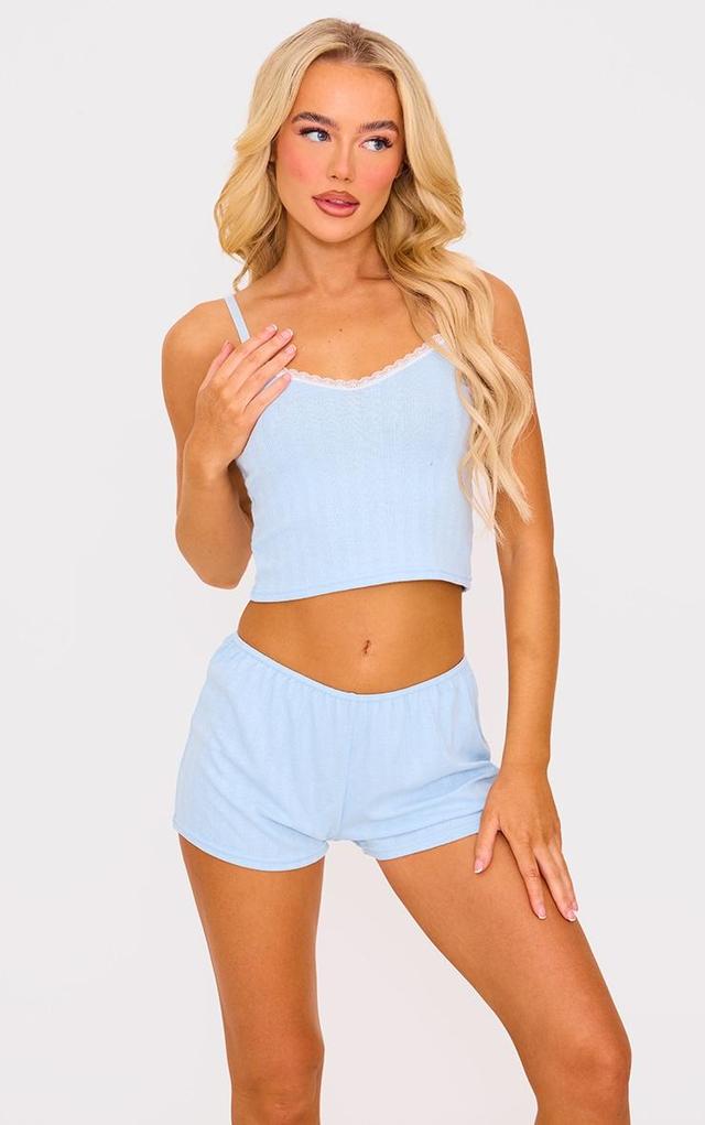 Blue Pointelle Cami And Short Set Product Image