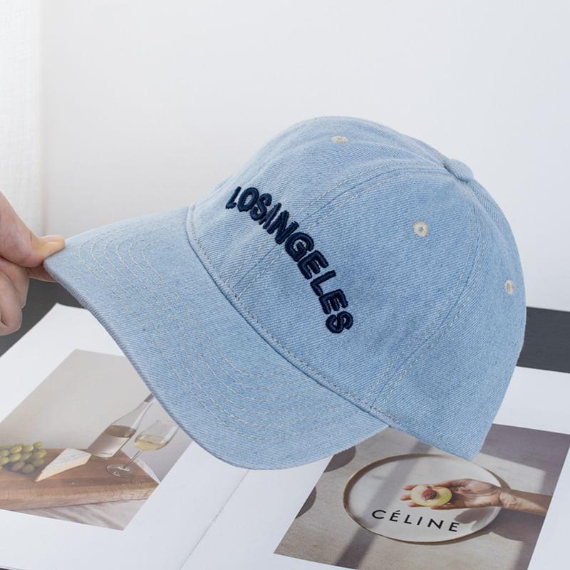 Embroidered Letter Denim Baseball Cap Product Image