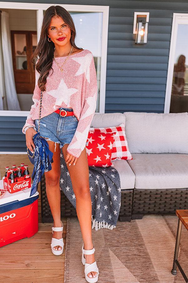 Star Spangled Kisses Knit Sweater In Red Product Image