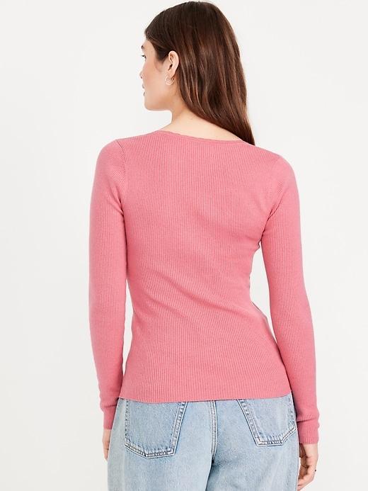 Long-Sleeve Ribbed Sweater Product Image