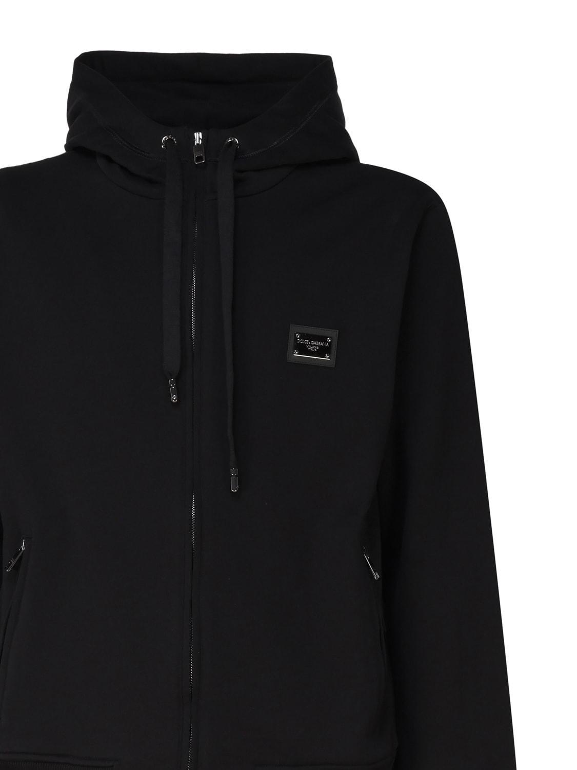 Hoodie In Jersey With Zip In Black Product Image