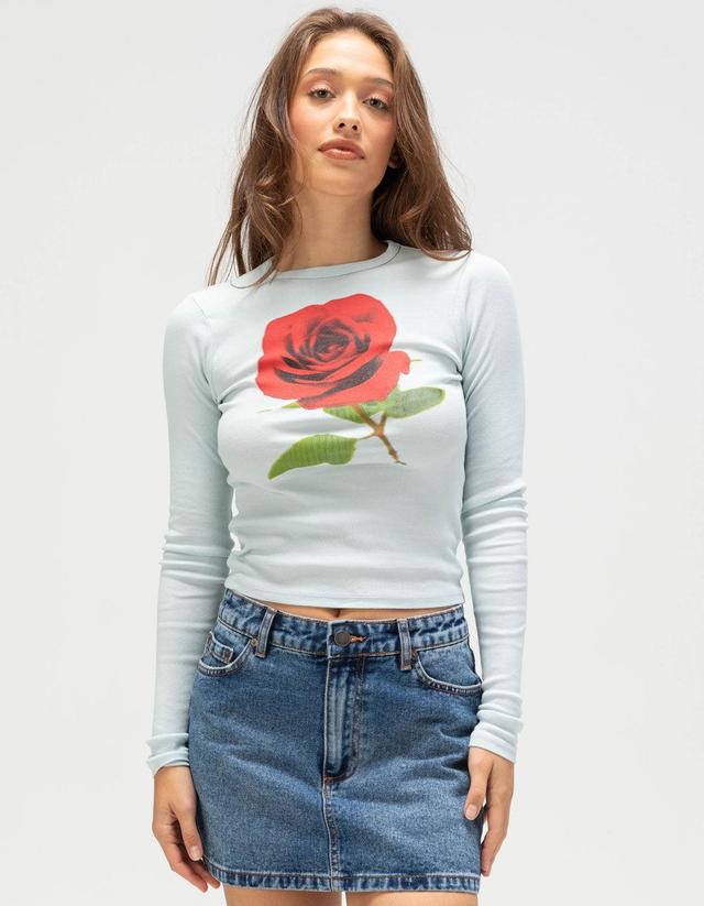 FULL TILT Rose Womens Long Sleeve Baby Tee Product Image