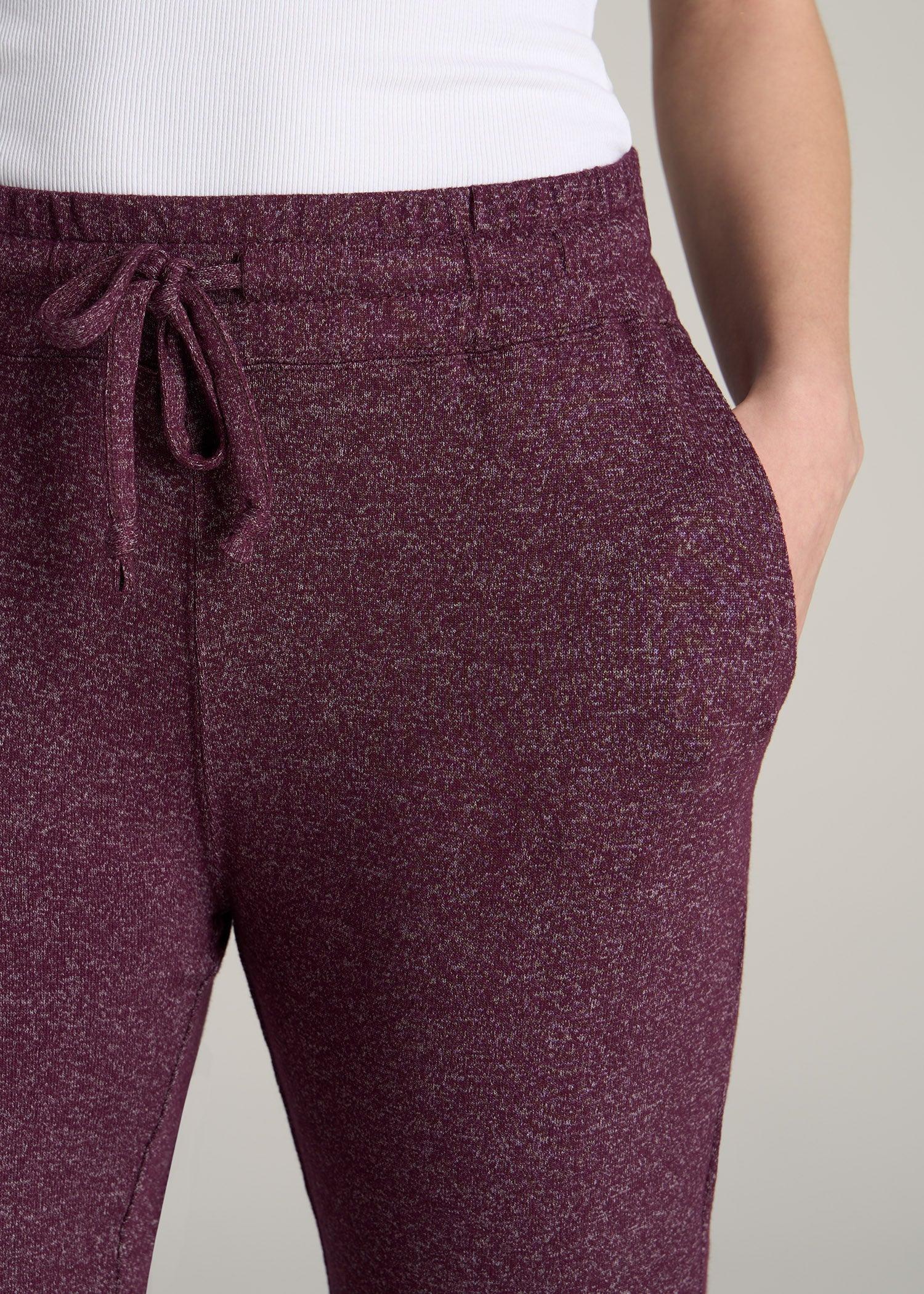 Open-Bottom Cozy PJ Lounge Pants for Tall Women in Beetroot Mix Female Product Image